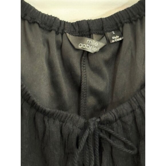 Mile Gabriel Black Lace-Trimmed Dress Large Rayon/Polyester - Picture 2 of 6